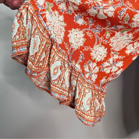 Free People Women Size Large Moonlight Dance Red Coral Orange Tunic - Picture 4 of 7